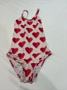 Hanna Andersson Sunblock One Piece Swim Suit Size 10 Red Hearts